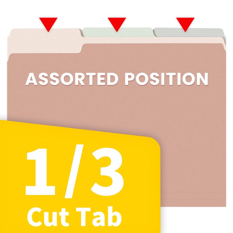 ساني مجلدات ملفات SUNEE، مقاس A4، ألوان باستيل، عبوة من 100 مجلد، مصنوعة من ورق مانيلا، مقاس 8.5 × 11 بوصة، مزودة بعلامات تبويب مقطوعة بمقدار 1/3، مجلدات ملفات ملونة للمكتب والمنزل والمدرسة لحفظ المستندات والملفات الورقية - Image 4